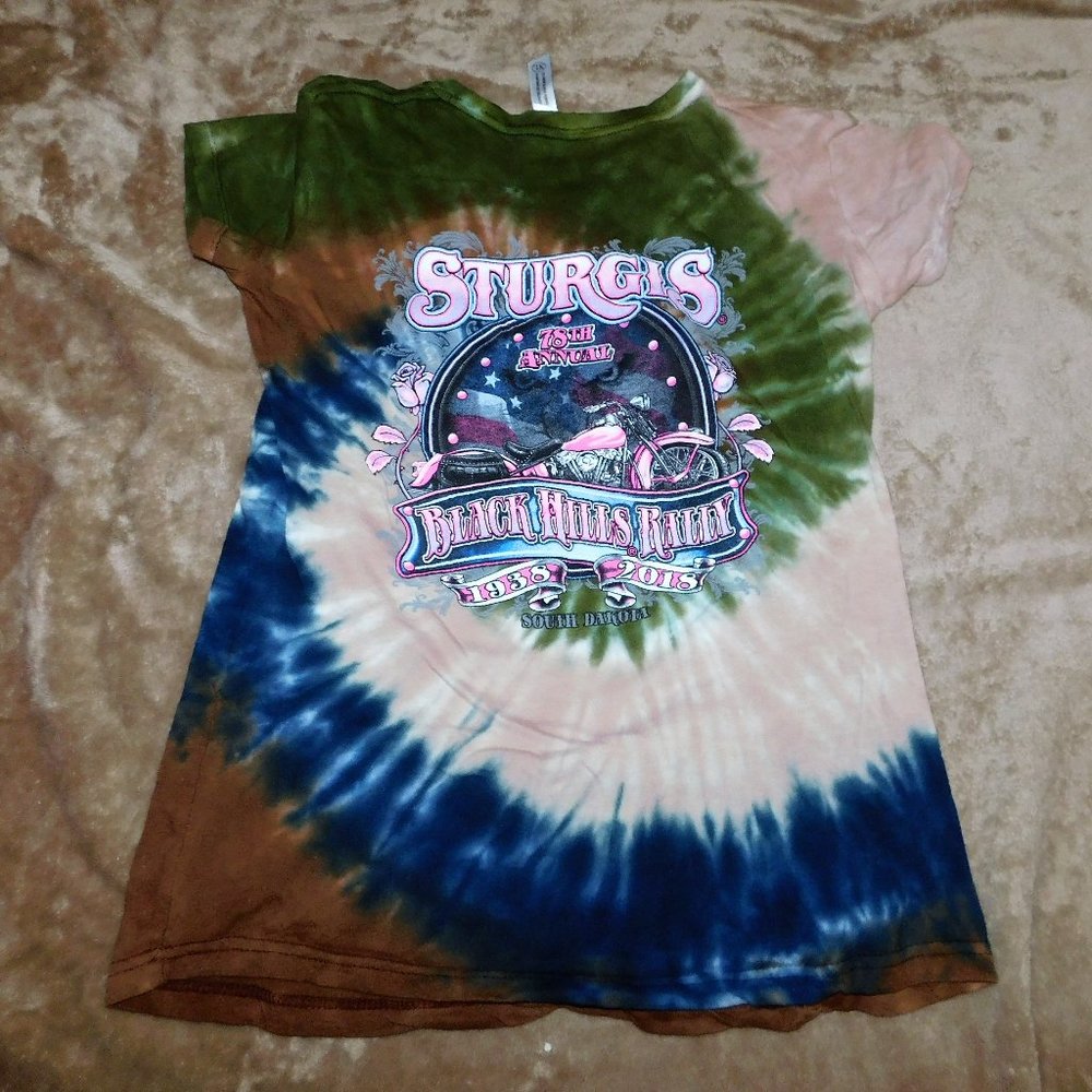 Green tie dye Sturgis tee shirt, 78th Annual, BIKERS RALLY , Cotton, XL